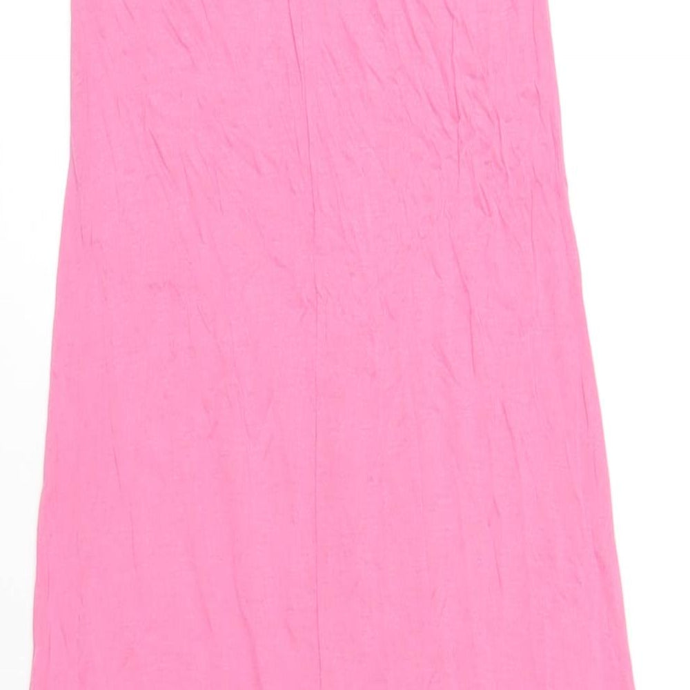 Warehouse Womens Pink Viscose Maxi Size 8 Round Neck Pullover