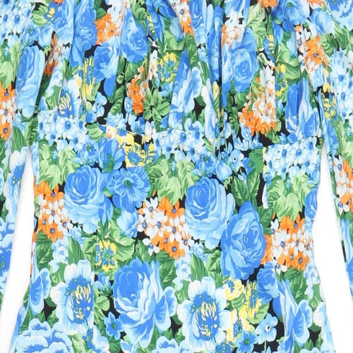 PRETTYLITTLETHING Womens Multicoloured Floral Polyester A-Line Size 8 Square Neck Zip