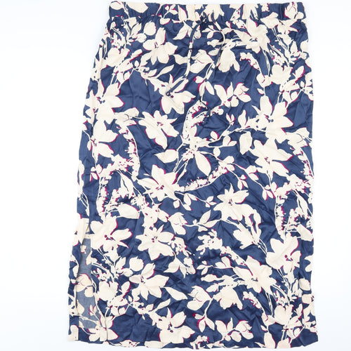 Marks and Spencer Womens Blue Floral Viscose A-Line Skirt Size 20