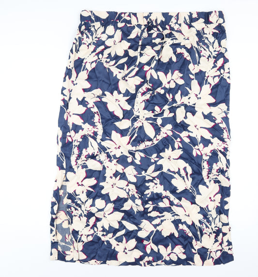 Marks and Spencer Womens Blue Floral Viscose A-Line Skirt Size 20