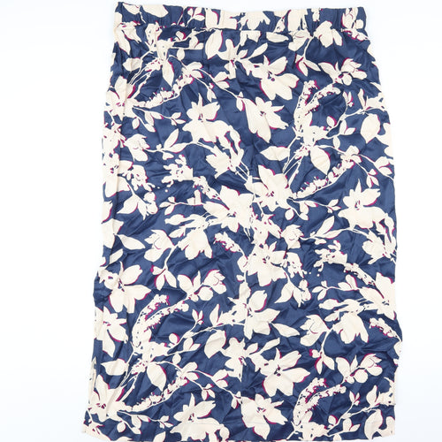 Marks and Spencer Womens Blue Floral Viscose A-Line Skirt Size 20