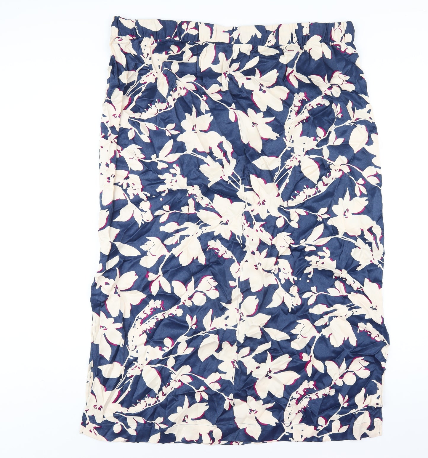 Marks and Spencer Womens Blue Floral Viscose A-Line Skirt Size 20