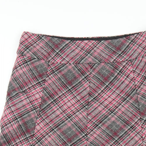 Monsoon Womens Pink Plaid Wool A-Line Skirt Size 10 Zip