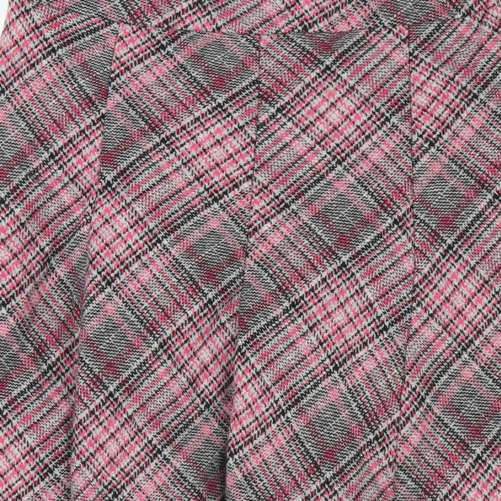 Monsoon Womens Pink Plaid Wool A-Line Skirt Size 10 Zip