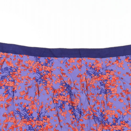 Boden Womens Blue Floral Viscose A-Line Skirt Size 12 Zip