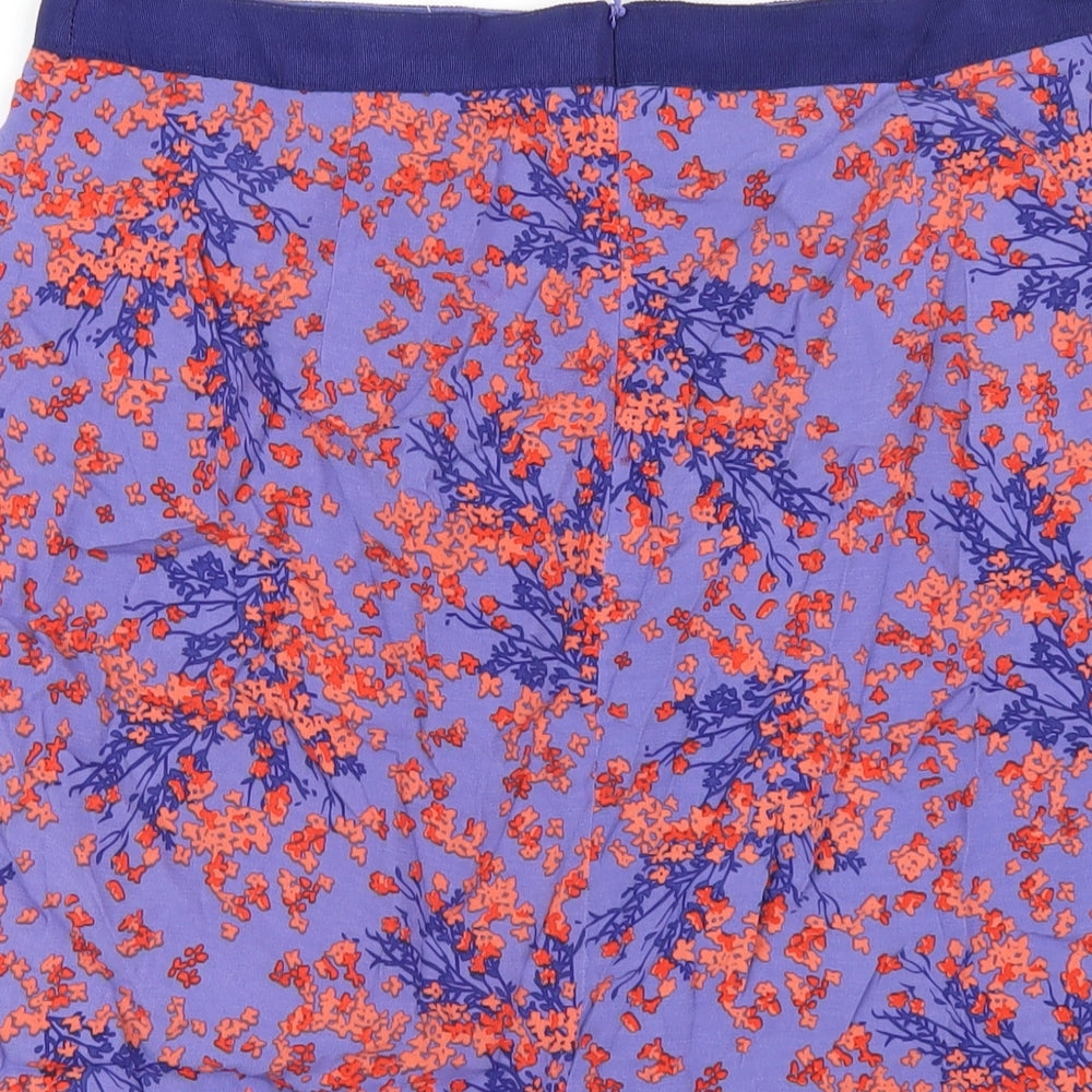 Boden Womens Blue Floral Viscose A-Line Skirt Size 12 Zip