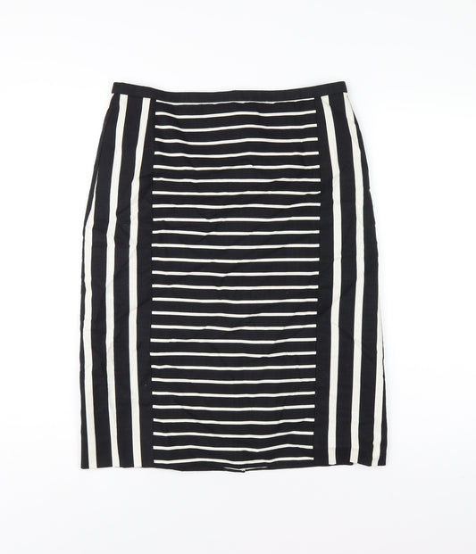 J.CREW Womens Black Striped Cotton Skort Skirt Size 8 Zip