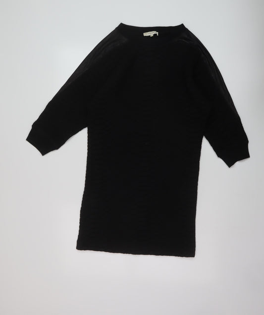 Sandro Womens Black Polyester Tunic Blouse Size 10 Round Neck