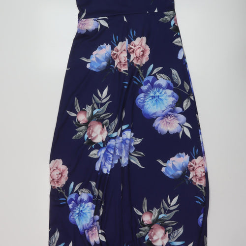 Lipsy Womens Blue Floral Polyester Maxi Size 10 V-Neck Pullover