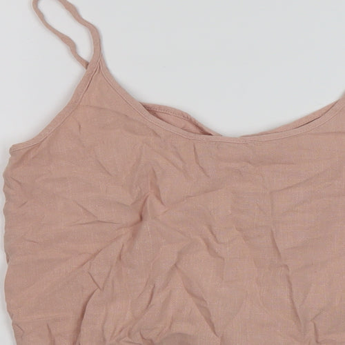 Topshop Womens Pink Viscose Cropped Tank Size 6 V-Neck