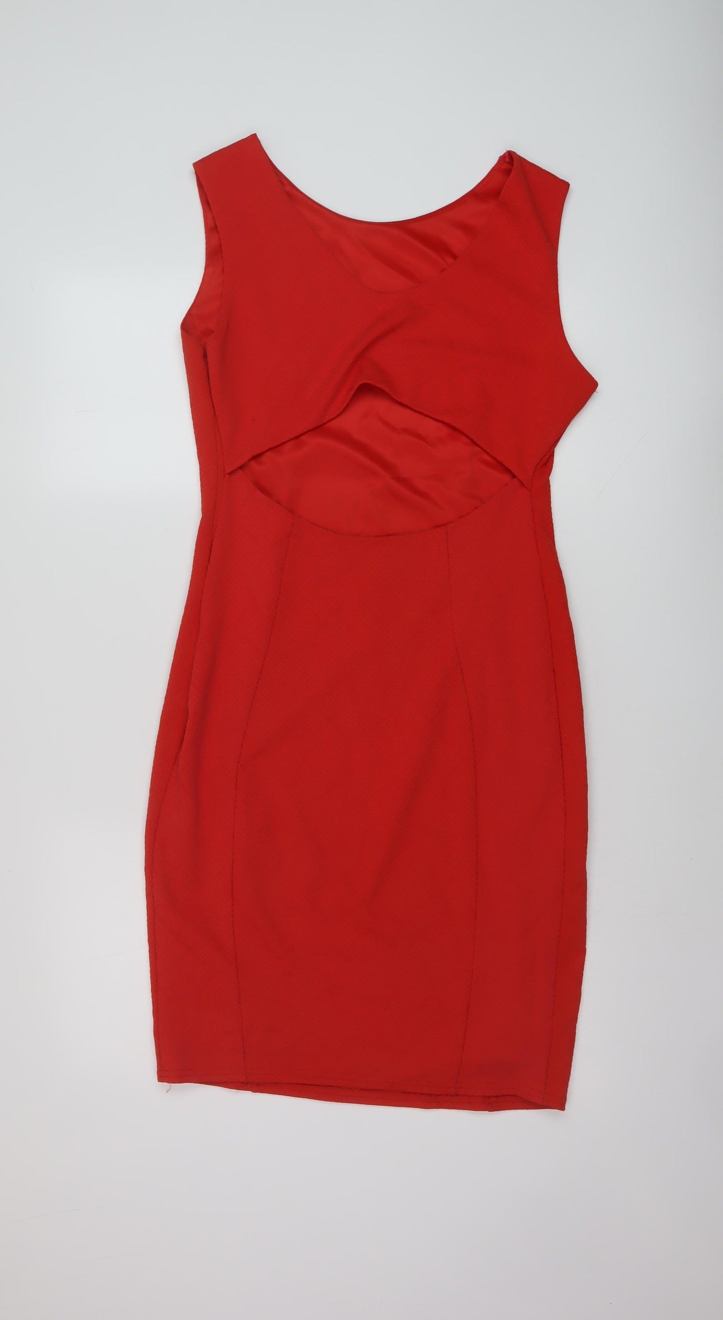 Jane Norman Womens Red Polyester Bodycon Size 16 Round Neck Pullover