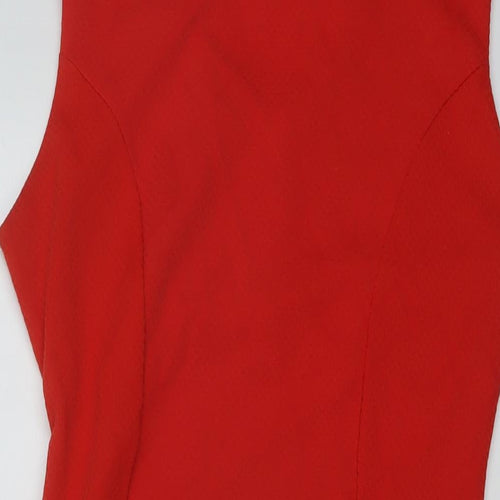 Jane Norman Womens Red Polyester Bodycon Size 16 Round Neck Pullover