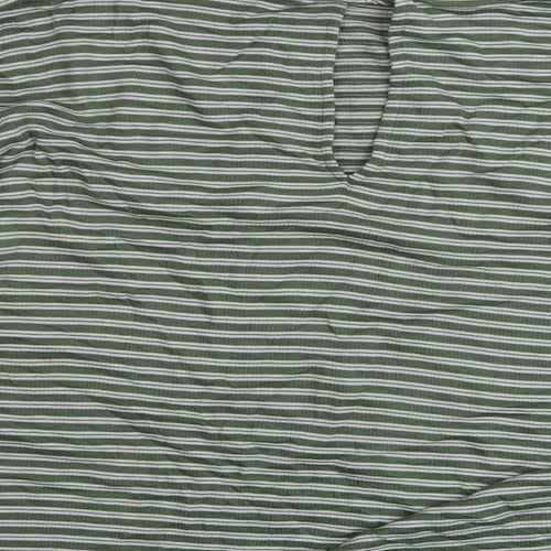 NEXT Womens Green Striped Viscose Basic Blouse Size 8 Round Neck