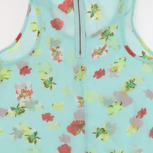 AX Paris Womens Green Floral Polyester Basic Tank Size 12 Round Neck