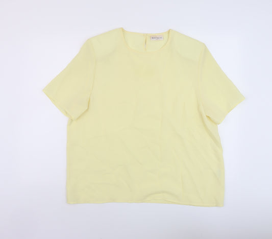 Bonmarché Womens Yellow Polyester Basic T-Shirt Size 20 Round Neck