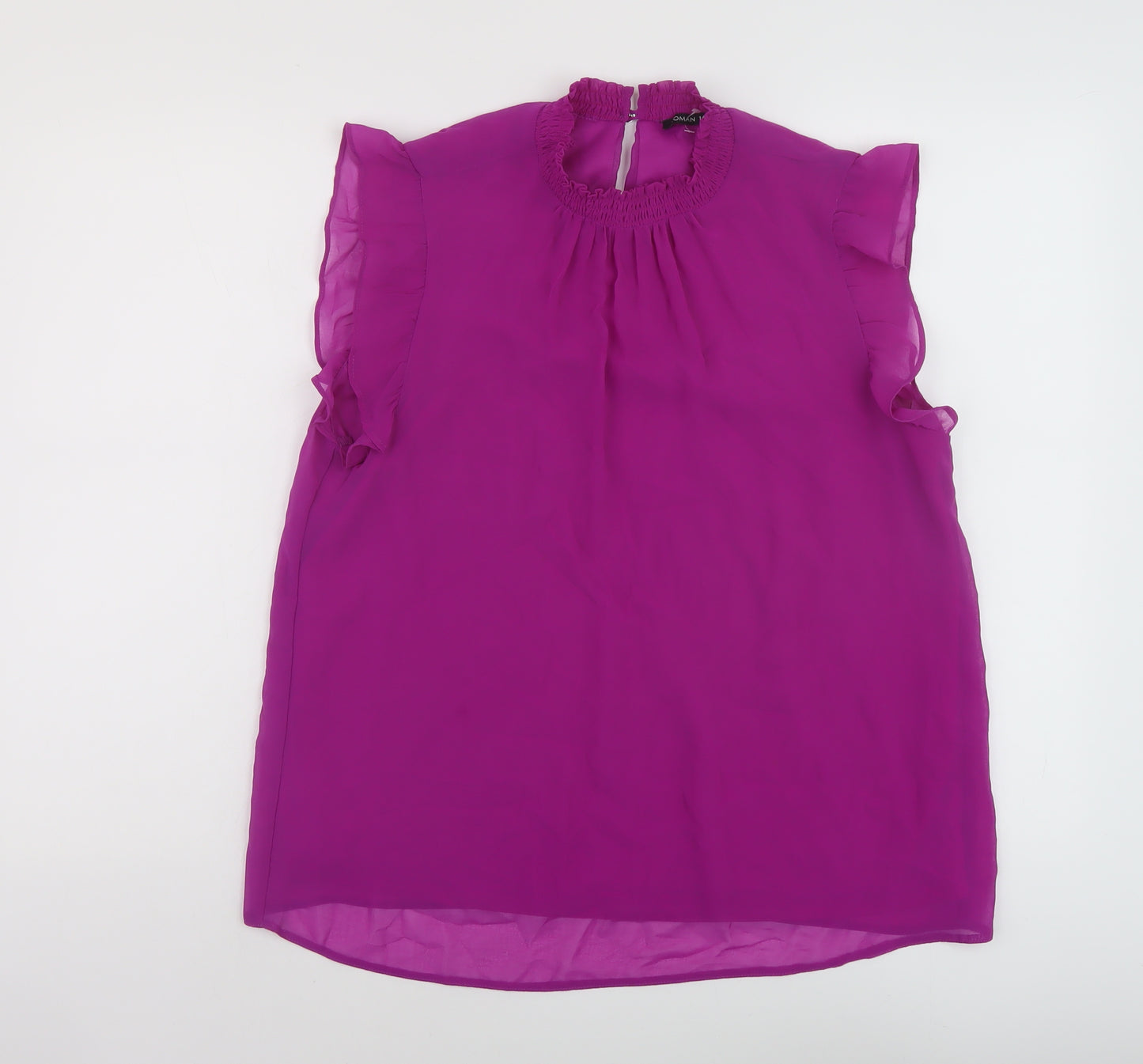 Roman Womens Purple Polyester Basic Blouse Size 14 Mock Neck