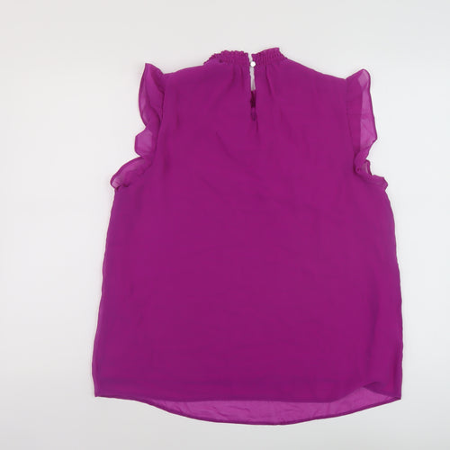 Roman Womens Purple Polyester Basic Blouse Size 14 Mock Neck