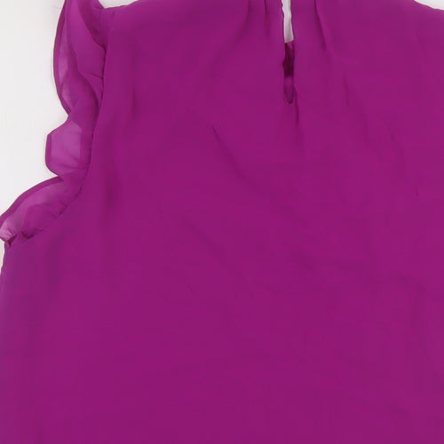 Roman Womens Purple Polyester Basic Blouse Size 14 Mock Neck