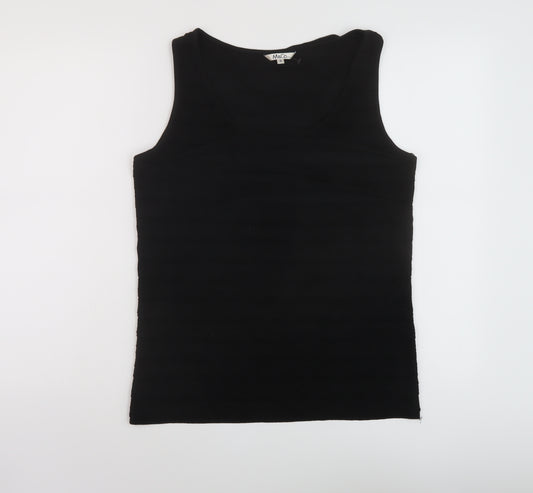 M&Co Womens Black Polyester Basic Tank Size 16 Round Neck