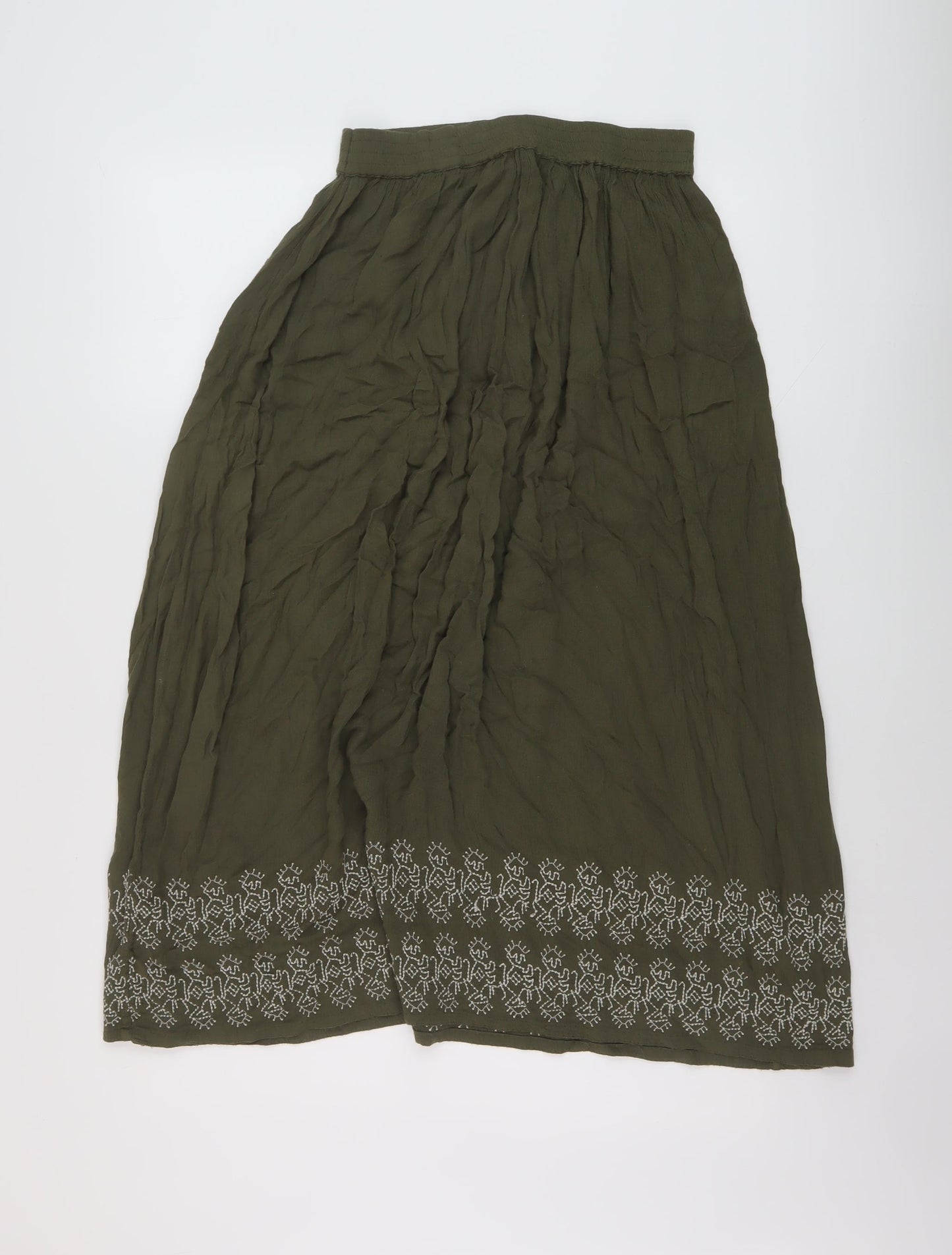 White Stuff Womens Green Viscose A-Line Skirt Size 10