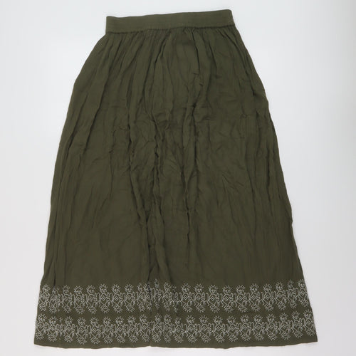 White Stuff Womens Green Viscose A-Line Skirt Size 10