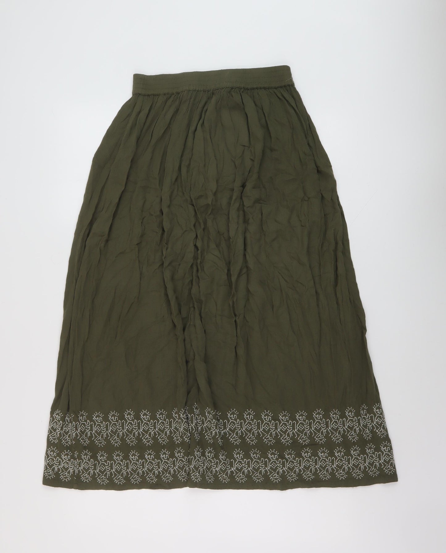 White Stuff Womens Green Viscose A-Line Skirt Size 10