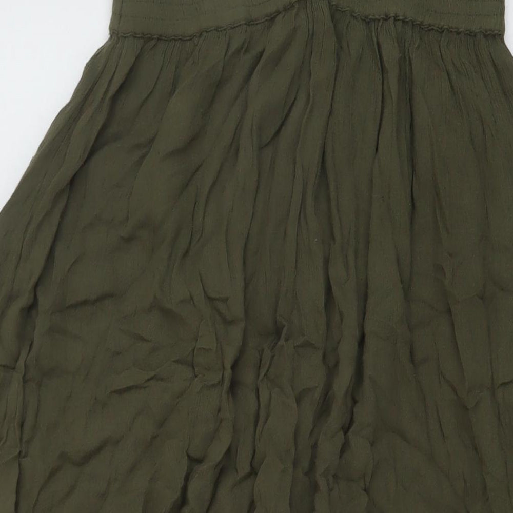 White Stuff Womens Green Viscose A-Line Skirt Size 10