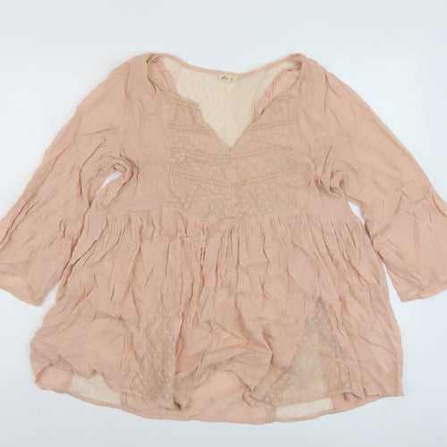 Hollister Womens Pink Cotton Basic Blouse Size M V-Neck