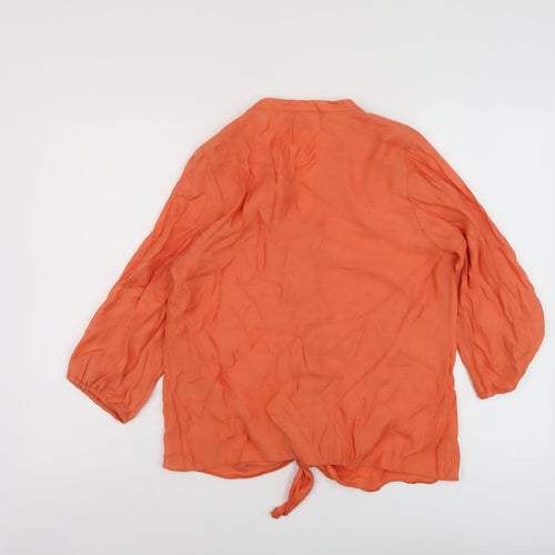 Wallis Womens Orange Viscose Basic Blouse Size M V-Neck