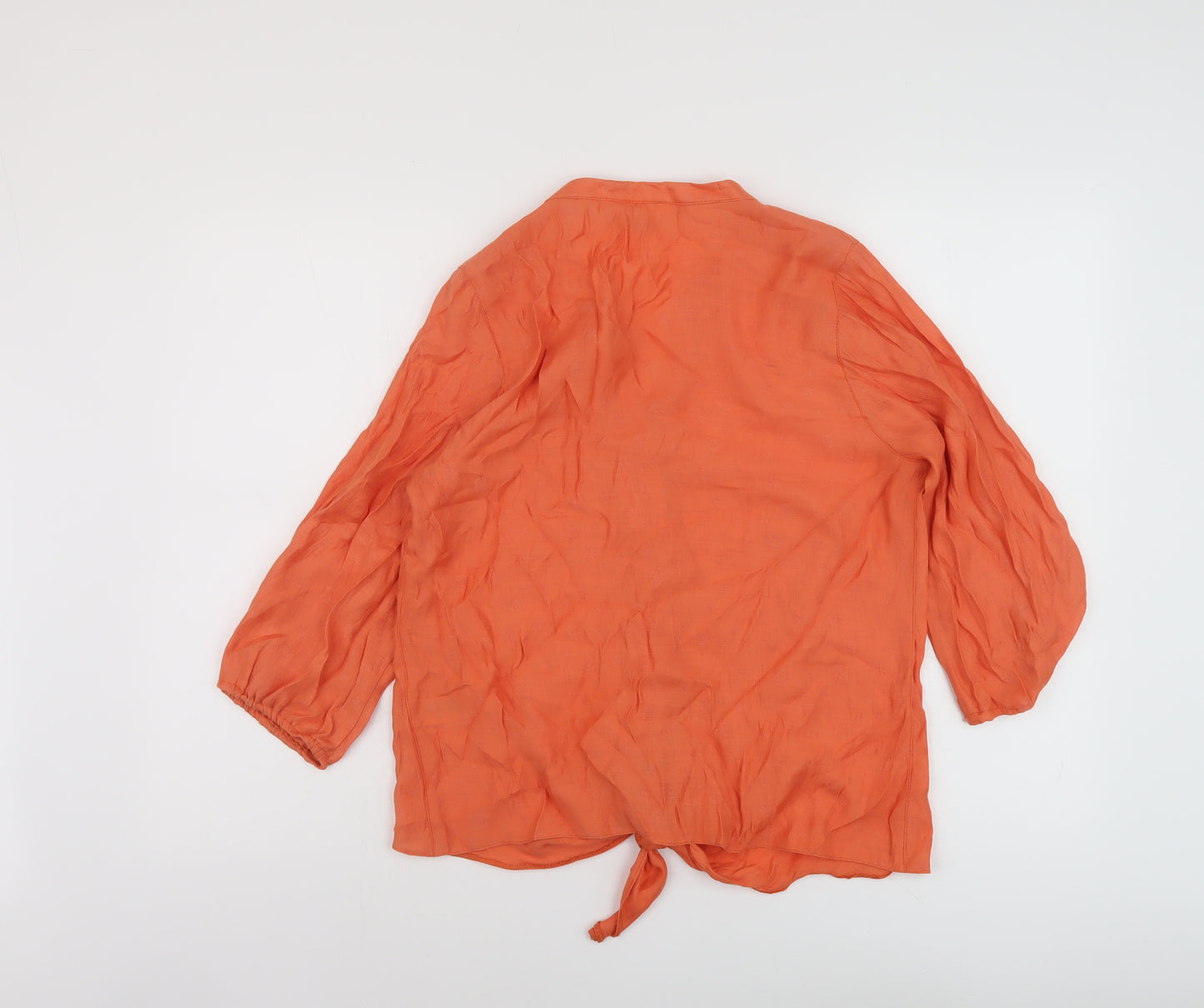 Wallis Womens Orange Viscose Basic Blouse Size M V-Neck