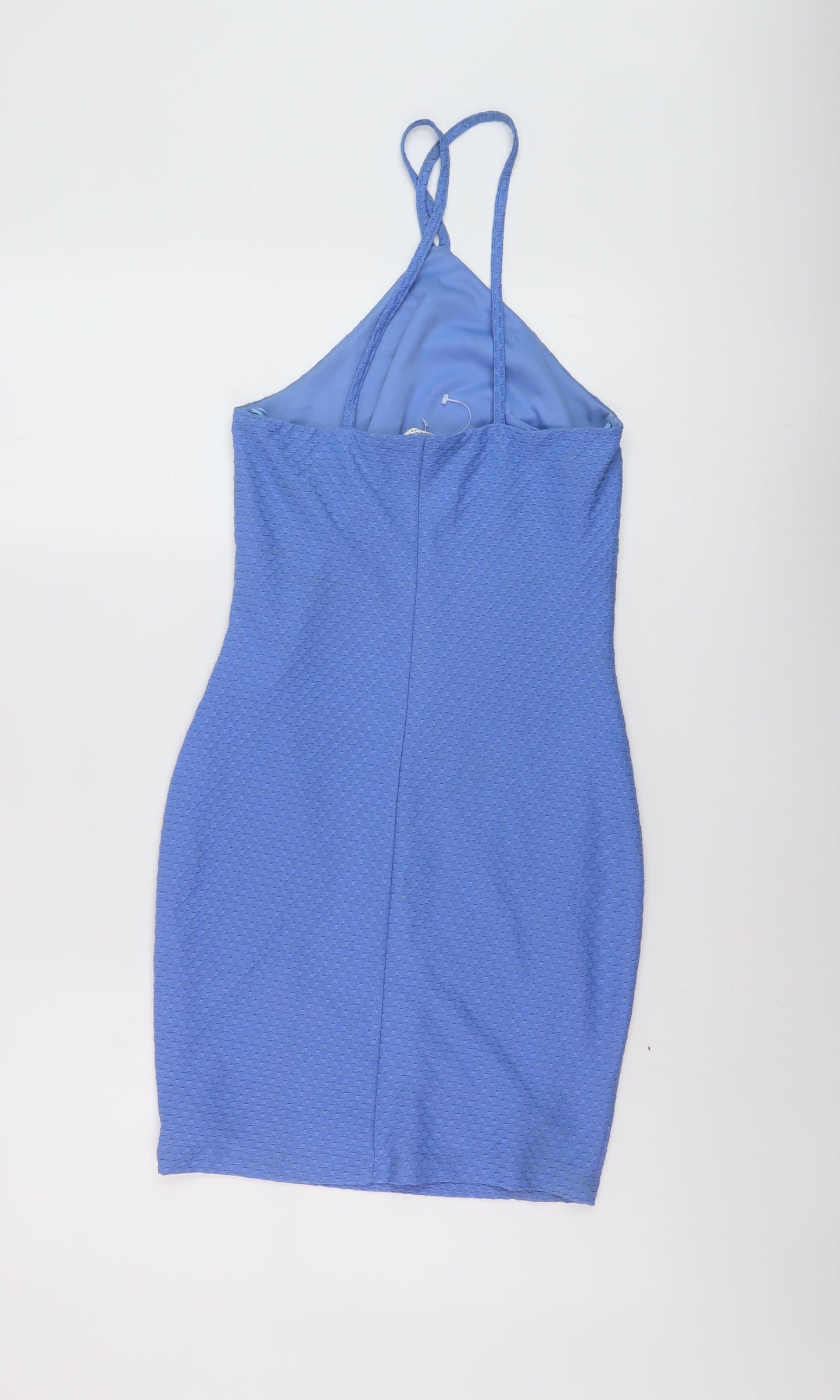 Miss Selfridge Womens Blue Polyester Mini Size 8 Halter Pullover