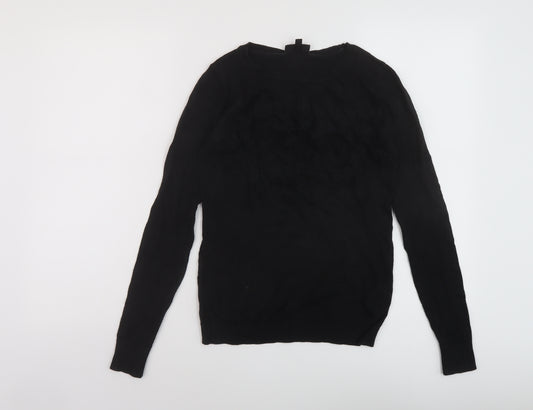 Topshop Womens Black Round Neck Cotton Pullover Jumper Size 8