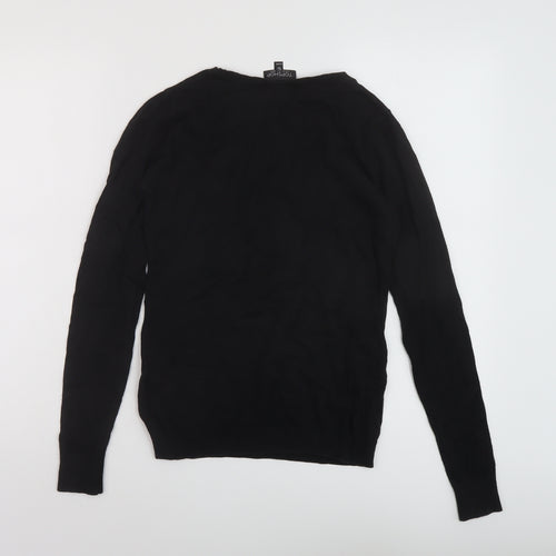 Topshop Womens Black Round Neck Cotton Pullover Jumper Size 8