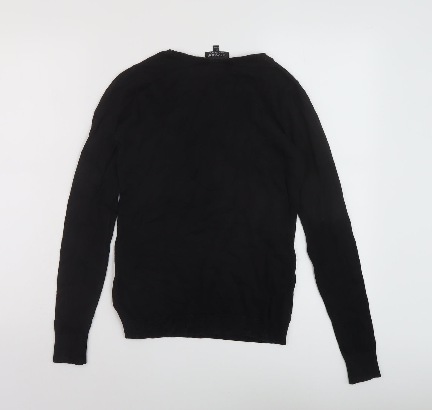 Topshop Womens Black Round Neck Cotton Pullover Jumper Size 8