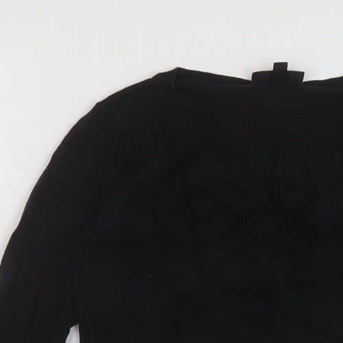 Topshop Womens Black Round Neck Cotton Pullover Jumper Size 8