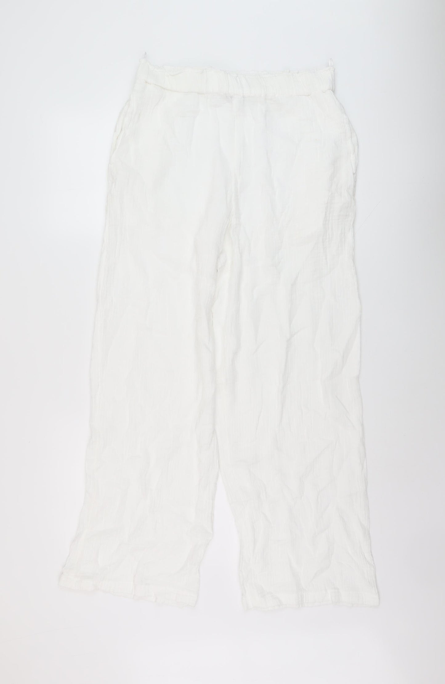 Marks and Spencer Womens White Cotton Trousers Size 10 L28 in Regular