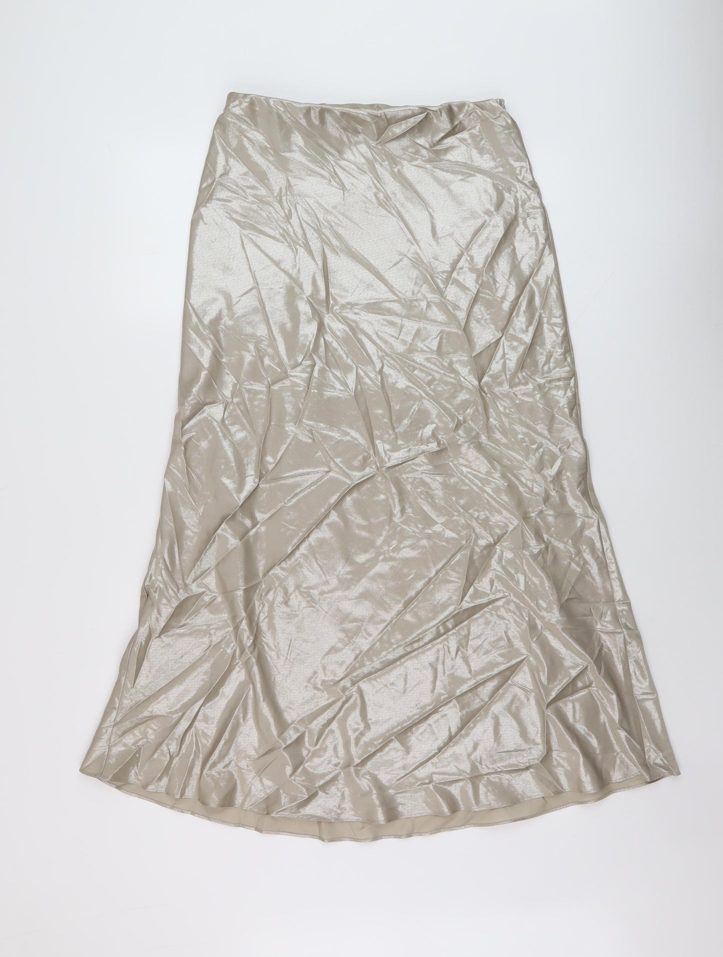 Marks and Spencer Womens Gold Polyester A-Line Skirt Size 10