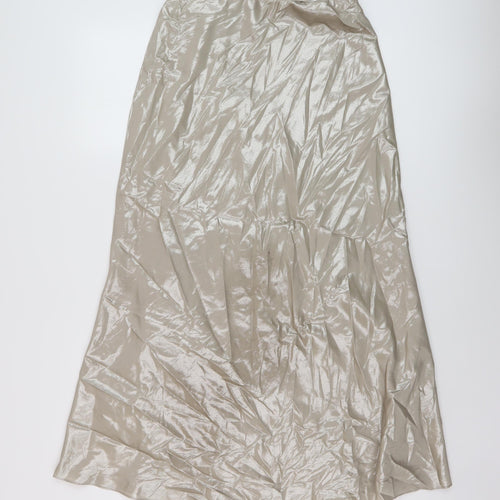 Marks and Spencer Womens Gold Polyester A-Line Skirt Size 10