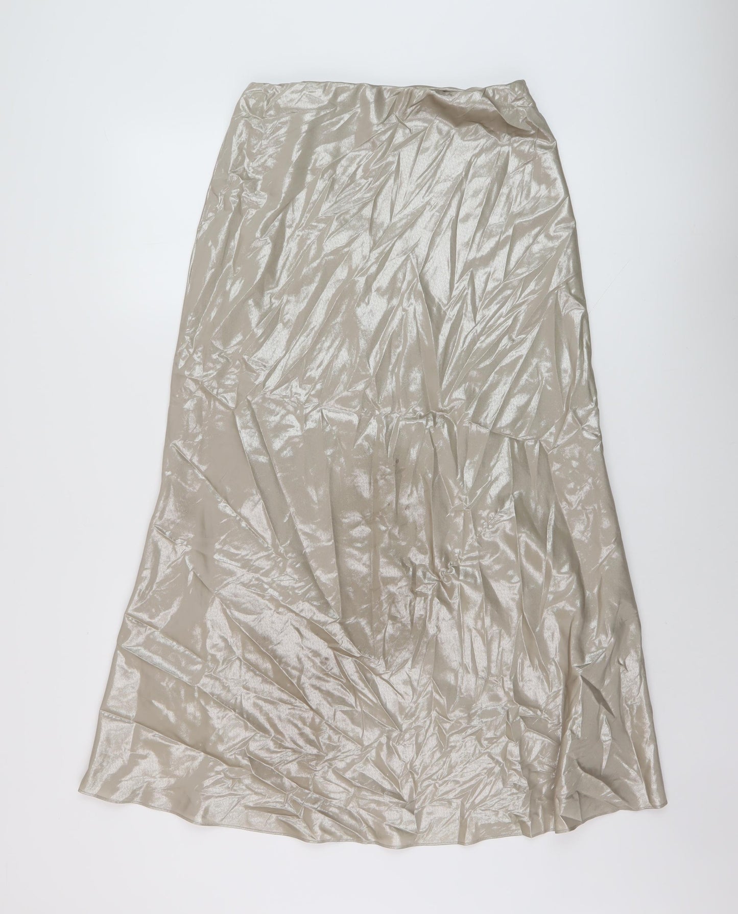 Marks and Spencer Womens Gold Polyester A-Line Skirt Size 10