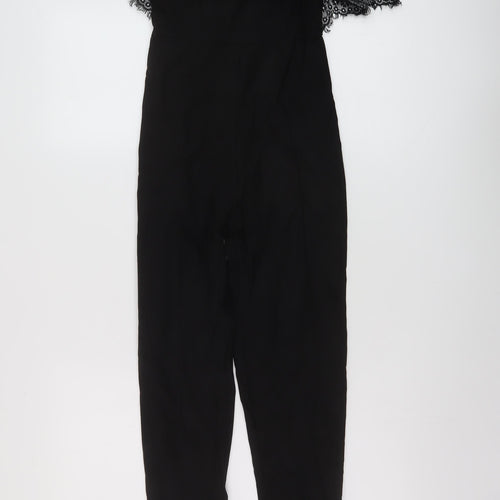 Rare London Womens Black Vinyl Jumpsuit One-Piece Size 8 Zip