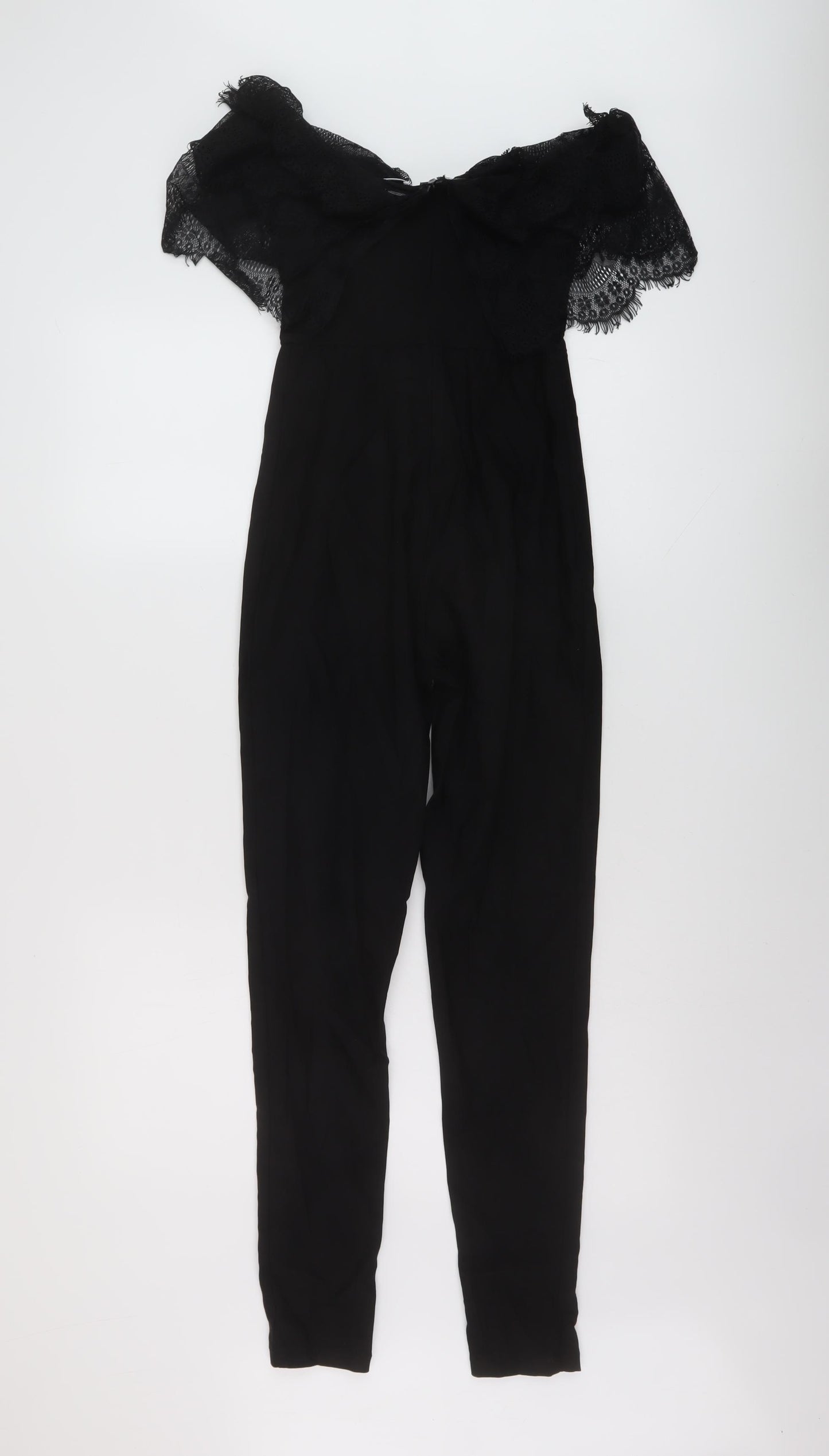 Rare London Womens Black Vinyl Jumpsuit One-Piece Size 8 Zip