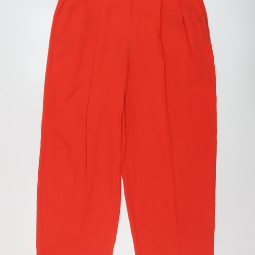 Marks and Spencer Womens Red Polyester Trousers Size 14 L26 in Regular Hook & Eye