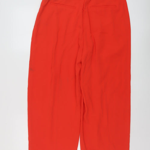 Marks and Spencer Womens Red Polyester Trousers Size 14 L26 in Regular Hook & Eye