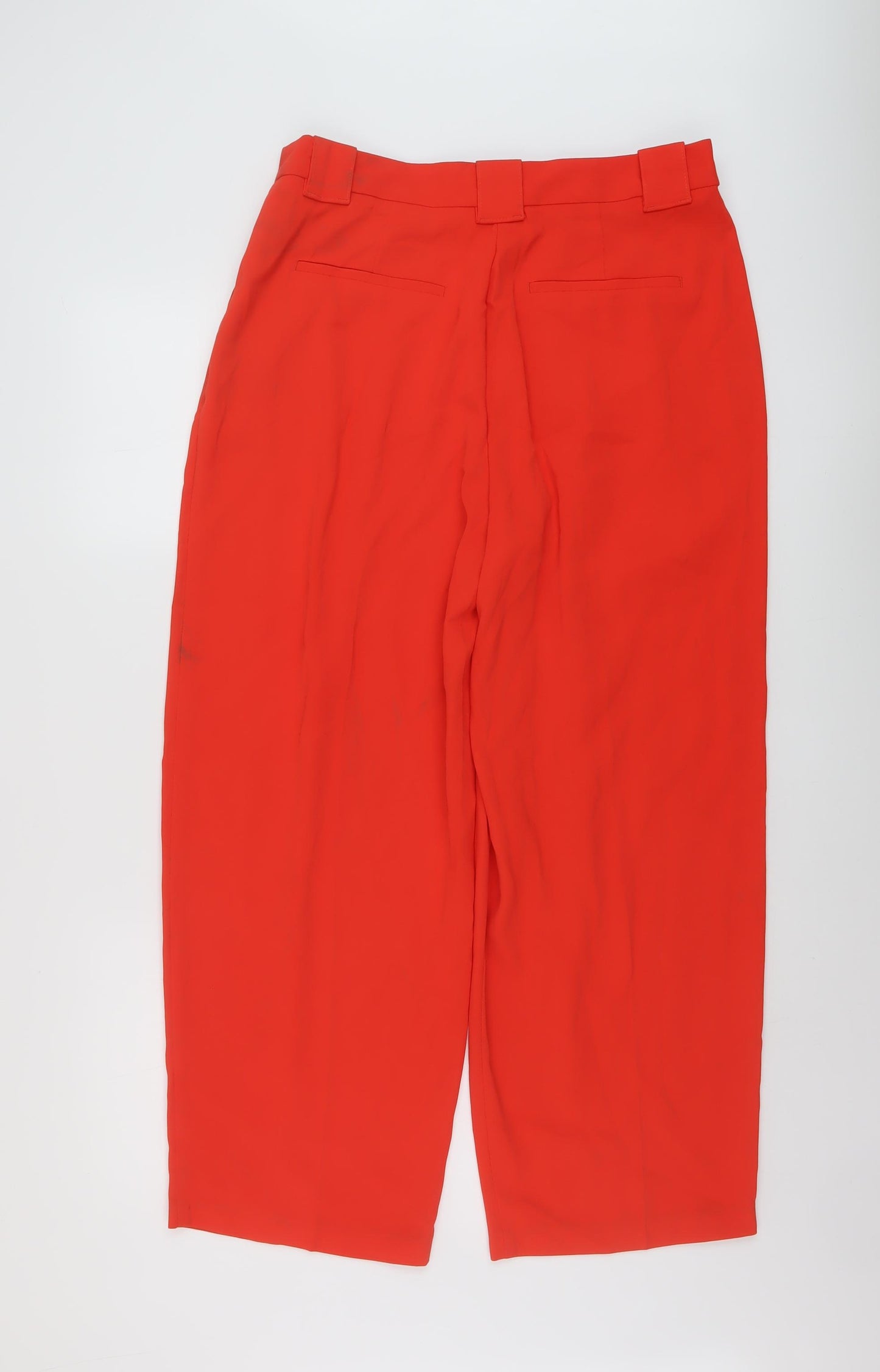 Marks and Spencer Womens Red Polyester Trousers Size 14 L26 in Regular Hook & Eye