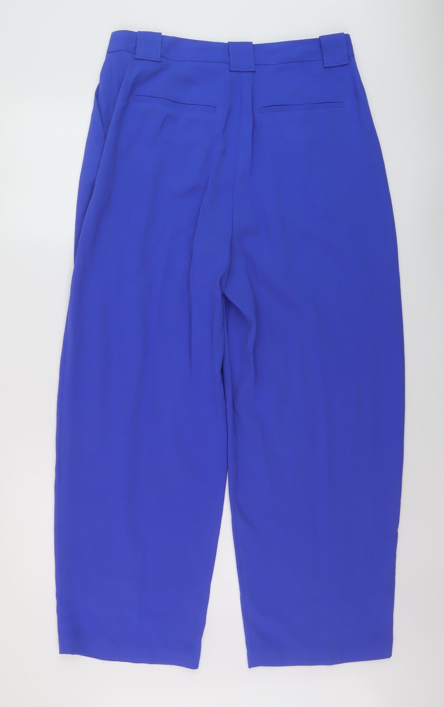 Marks and Spencer Womens Blue Polyester Trousers Size 14 L28 in Regular Hook & Eye