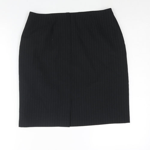 Dorothy Perkins Womens Black Striped Polyester Straight & Pencil Skirt Size 12 Zip