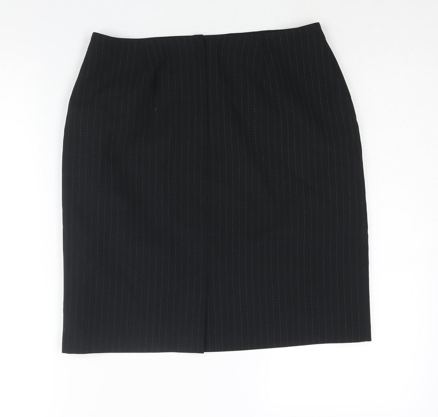 Dorothy Perkins Womens Black Striped Polyester Straight & Pencil Skirt Size 12 Zip