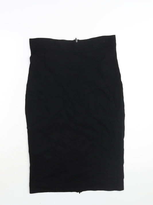 Whistles Womens Black Viscose Straight & Pencil Skirt Size 12 Zip - Zipped Vent