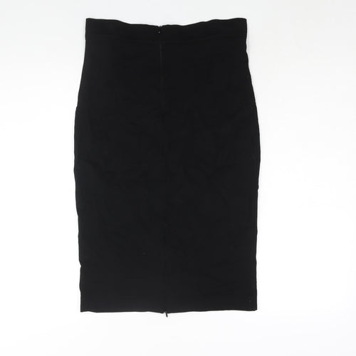 Whistles Womens Black Viscose Straight & Pencil Skirt Size 12 Zip - Zipped Vent