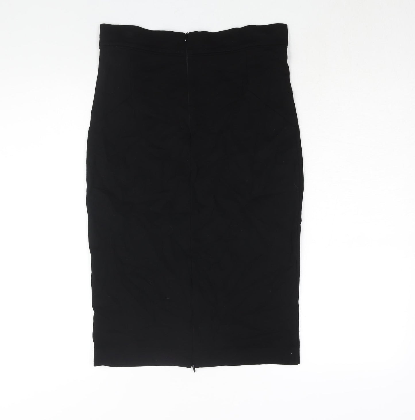 Whistles Womens Black Viscose Straight & Pencil Skirt Size 12 Zip - Zipped Vent